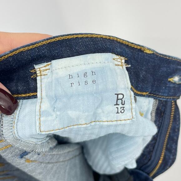 R13 | High Rise Skinny Jeans Dark Worn Wash 25 Indie Sleaze Grunge - Picture 16 of 16